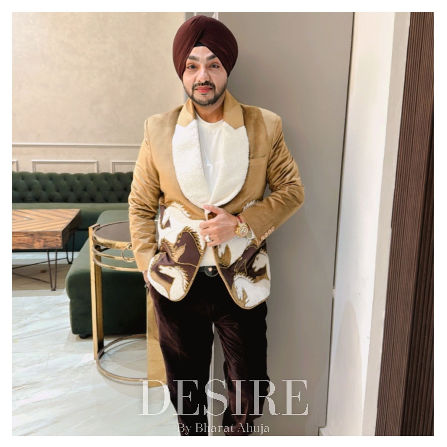Velvet Patchwork Elegance Designer Suit