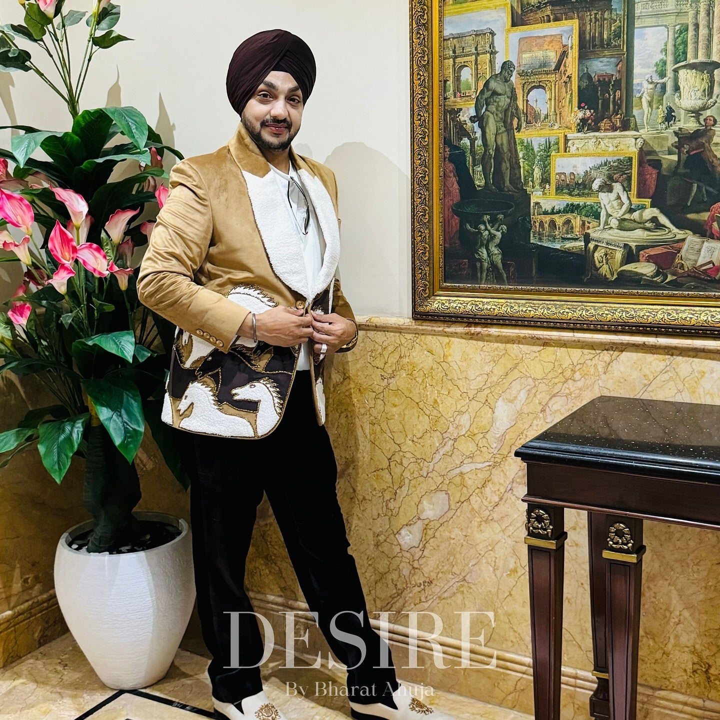 Velvet Patchwork Elegance Designer Suit