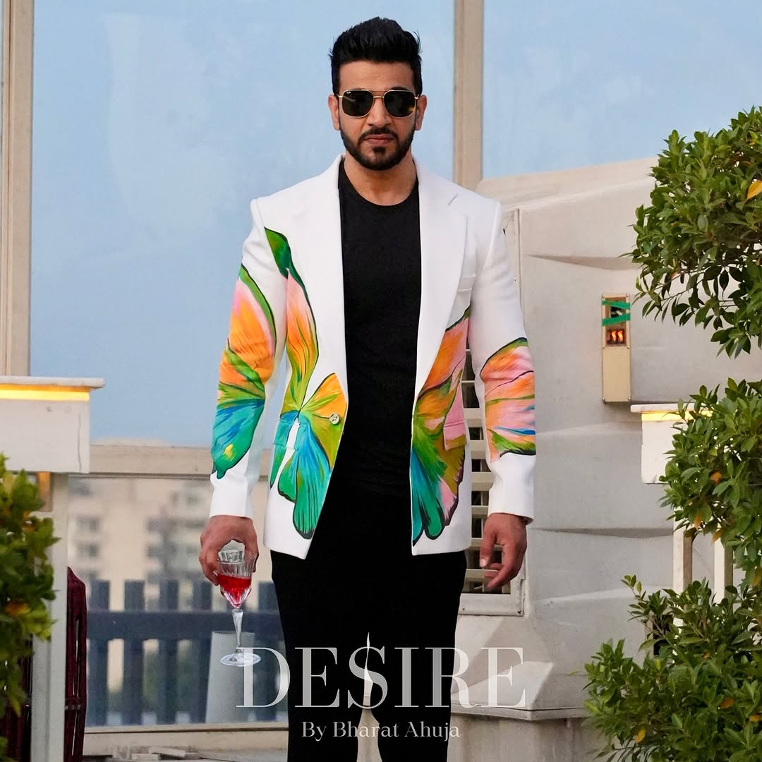 White Vibe Hand-Printed Blazer