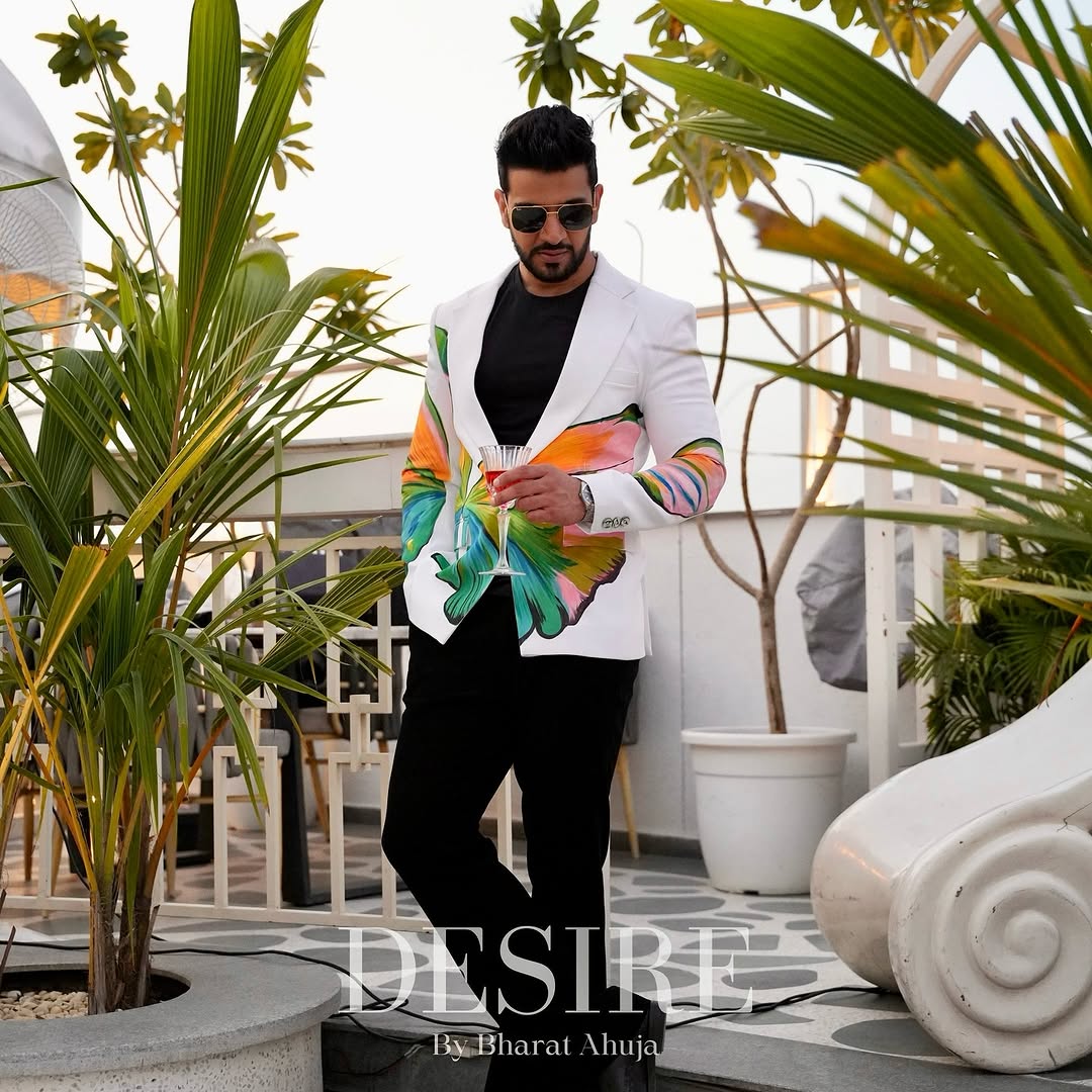 White Vibe Hand-Printed Blazer